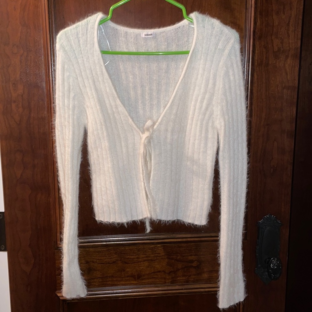garage knit tie up cardigan